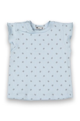 Wholesale Baby Girls Patterned T-shirt 6-18M Tuffy 1099-9020 Ice blue