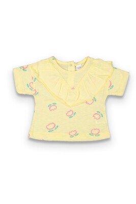 Wholesale Baby Girls Patterned T-shirt 6-18M Tuffy 1099-9023 Light Yellow