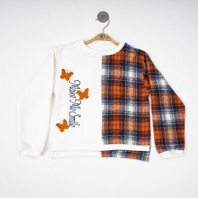 Wholesale Baby Girls Plaid Sweat 6-24M Timo 1018-T4KDÜ012222201 Oranj 