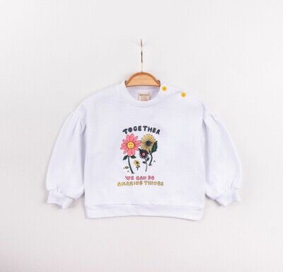 Wholesale Baby Girls Printed Sweat 6-24M Divonette 1023-4437-1 Ecru