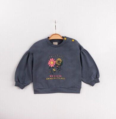 Wholesale Baby Girls Printed Sweat 6-24M Divonette 1023-4437-1 Indigo