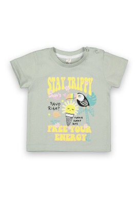 Wholesale Baby Girls Printed T-Shirt 6-18M Difa 1078-16005 Green Almond