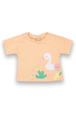 Wholesale Baby Girls Printed T-Shirt 6-18M Tuffy 1099-9004 pinkish orange