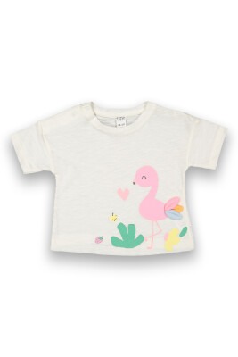 Wholesale Baby Girls Printed T-Shirt 6-18M Tuffy 1099-9004 Ecru