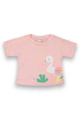 Wholesale Baby Girls Printed T-Shirt 6-18M Tuffy 1099-9004 Light Pink