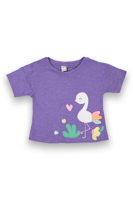 Wholesale Baby Girls Printed T-Shirt 6-18M Tuffy 1099-9004 Purple