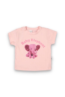 Wholesale Baby Girls Printed T-shirt 6-18M Tuffy 1099-9011 Light Pink