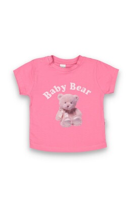 Wholesale Baby Girls Printed T-shirt 6-18M Tuffy 1099-9011 Dark pink