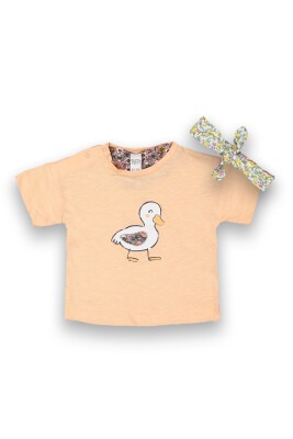 Wholesale Baby Girls Printed T-Shirt with Headband 6-18M Tuffy 1099-9009 - Tuffy (1)