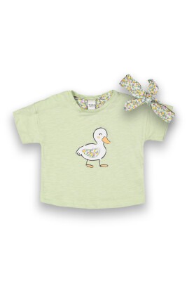 Wholesale Baby Girls Printed T-Shirt with Headband 6-18M Tuffy 1099-9009 Water green