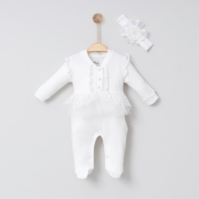 Wholesale Baby Girls Rompers and Headband Set 0-6M Miniborn 2019-6079 - Miniborn (1)