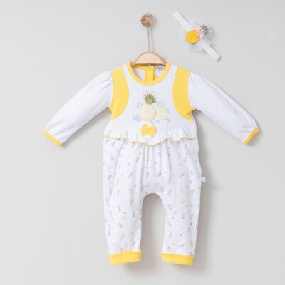 Wholesale Baby Girls Rompers and Headband Set 3-18M Miniborn 2019-6085 Yellow