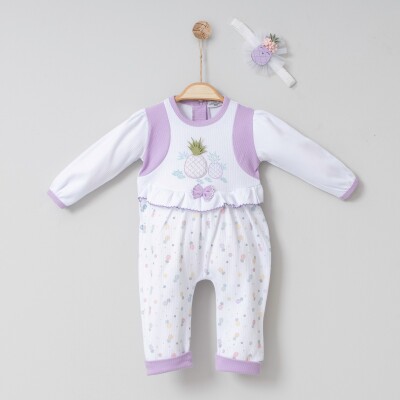 Wholesale Baby Girls Rompers and Headband Set 3-18M Miniborn 2019-6085 Lilac