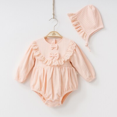 Wholesale Baby Girls Rompers with Hat 6-12M Minizeyn 2014-9002 Salmon Color 