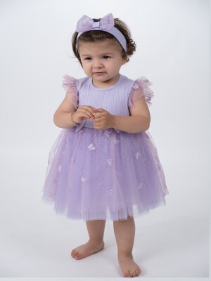 Wholesale Baby Girls Tulle Dress with HeadBand 6-24M Serkon Baby&Kids 1084-M0469 Lilac