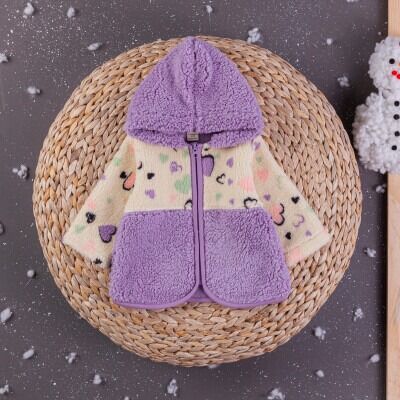 Wholesale Baby Girls Welsoft Cardigan With Hoodie 6-24M BabyZ 1097-5769 Lilac
