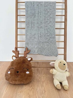 Wholesale Baby Knitted Square Blanket 0-12M Jojomini 1062-97104 Gray