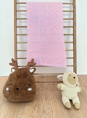 Wholesale Baby Knitted Square Blanket 0-12M Jojomini 1062-97104 Pink