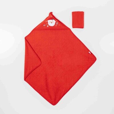 Wholesale Baby Unisex 2-Piece Set with Scrub Mitt and Towel 80*80 Ramel Kids 1072-510 Red
