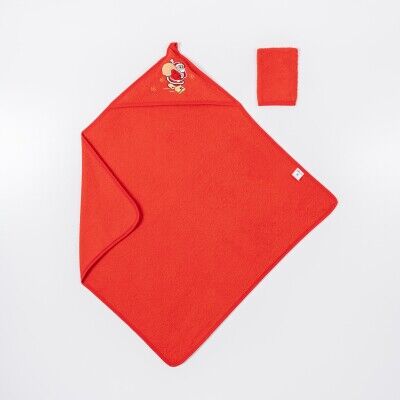Wholesale Baby Unisex 2-Piece Set with Scrub Mitt and Towel 80*80 Ramel Kids 1072-511 Red