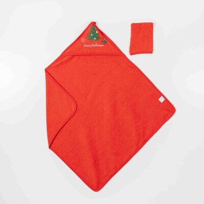 Wholesale Baby Unisex 2-Piece Set with Scrub Mitt and Towel 80x80 Ramel Kids 1072-512 Red