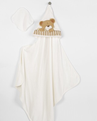 Wholesale Baby Unisex 2-Piece Set with Scrub Mitt and Towel 85x85 Babyline 2015-9-565 Brown