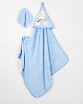 Wholesale Baby Unisex 2-Piece Set with Scrub Mitt and Towel 85x85 Babyline 2015-9-668 Blue