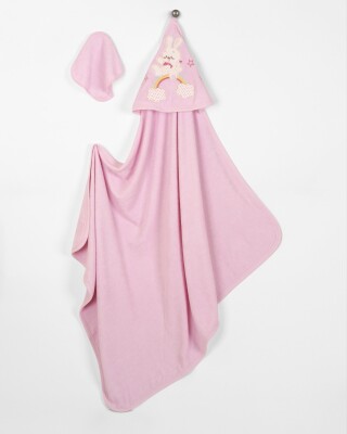 Wholesale Baby Unisex 2-Piece Set with Scrub Mitt and Towel 85x85 Babyline 2015-9-668 Pink