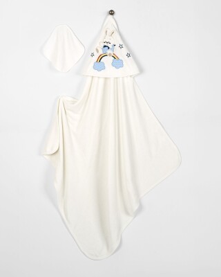 Wholesale Baby Unisex 2-Piece Set with Scrub Mitt and Towel 85x85 Babyline 2015-9-668 Ecru