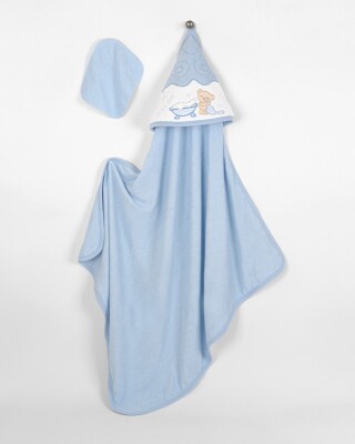Wholesale Baby Unisex 2-Piece Set with Scrub Mitt and Towel 85x85 Babyline 2015-9-744 Blue