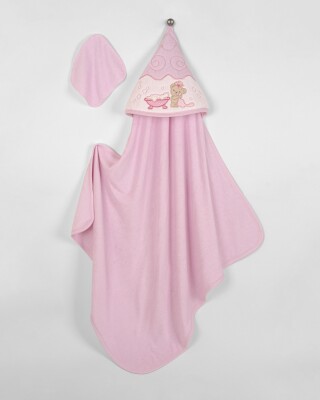 Wholesale Baby Unisex 2-Piece Set with Scrub Mitt and Towel 85x85 Babyline 2015-9-744 Pink