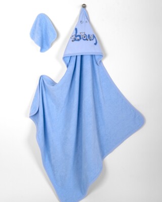 Wholesale Baby Unisex 2-Piece Set with Scrub Mitt and Towel 85x85 Babyline 2015-9-814 Blue