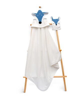 Wholesale Baby Unisex 2-Piece Set with Scrub Mitt and Towel 85x85cm Babyline 2015-9-626 Ecru1