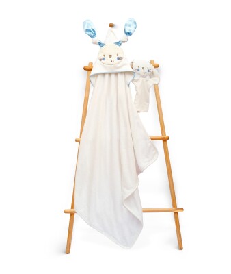 Wholesale Baby Unisex 2-Piece Set with Scrub Mitt and Towel 85x85cm Babyline 2015-9-764 Blue