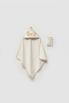 Toptan Kız Bebek 2'li Bluz ve Şort Takımı 6-18M Cumino 1014-CMN3449 Beige