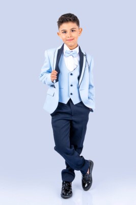 Wholesale Boy Jacket Shirt Bow Vest Groom Suit 8-12Y Messy 1037-9282 Light Blue
