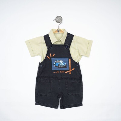 Wholesale Boys 2-Piece Denim Salopet and Shirt Set 2-5Y Timo 1018-TEDT202232822 - Timo