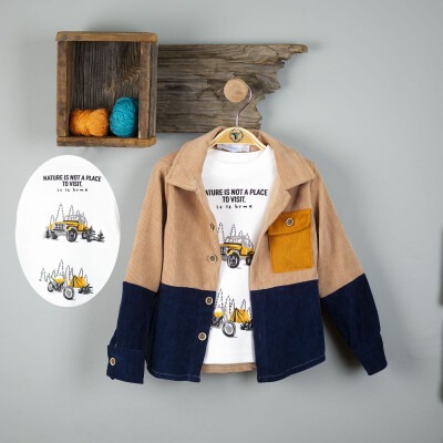 Wholesale Boys 2-Piece T-Shirt and Shirt Set 6-9Y Timo 1018-T3EDÜ014237413 - Timo