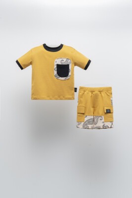 Wholesale Boys 2-Piece T-shirt and Shorts Set 6-9Y Moi Noi 1058-MN51223 Mustard