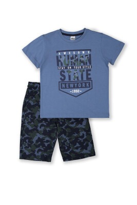 Wholesale Boys 2-Piece T-shirt and Shorts Set 8-14Y Elnino 1025-22160 Indigo