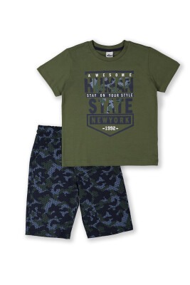 Wholesale Boys 2-Piece T-shirt and Shorts Set 8-14Y Elnino 1025-22160 Khaki