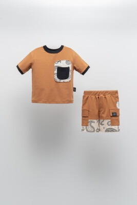 Wholesale Boys 2-Piece T-shirt and Shorts Set with Pocket 2-5Y Moi Noi 1058-MN51222 - Moi Noi