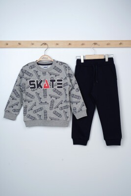 Wholesale Boys 2-Piece Tracksuit Set 3-6Y Elnino 1025-21505 Grey Melange