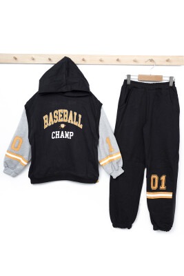 Wholesale Boys 2-Piece Tracksuit Set 6-9Y Tuffy 1099-6800 Black