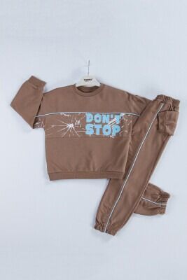 Wholesale Boys 2-Piece Tracksuit Set 6-9Y Tuffy 1099-6801 Brown