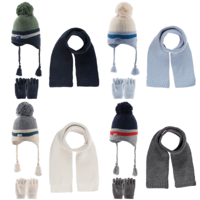 Wholesale Boys 3-Piece Hat Scarf and Gloves Set 1-4Y kitti 1085-K23160-11 - kitti