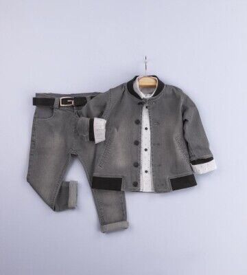 Wholesale Boys 3-Piece Jacket Pants and Shirt Set 2-5Y Gold Class 1010-2257 Smoked Color