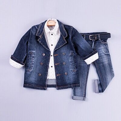 Wholesale Boys 3-Piece Jacket Set with Shirt and Pants 2-5Y Gold Class 1010-2207 - Gold Class (1)