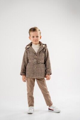 Wholesale Boys 3-Piece Jacket Sweater and Pants Set 3-7Y Lemon 1015-9936 Beige