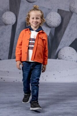 Wholesale Boys 3-Piece Jacket Sweatshirt and Denim Pants Set 1-4Y Lemon 1015-9754 - Lemon